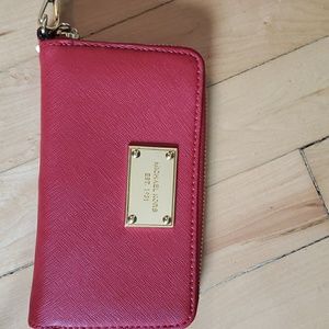 NWOT Michael Kors Red Wallet with Zippers & Strap